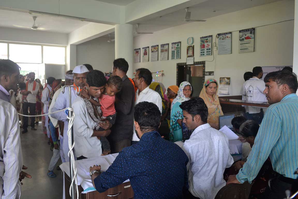 Patients visiting Sushila Nayal Hospital, Dharni